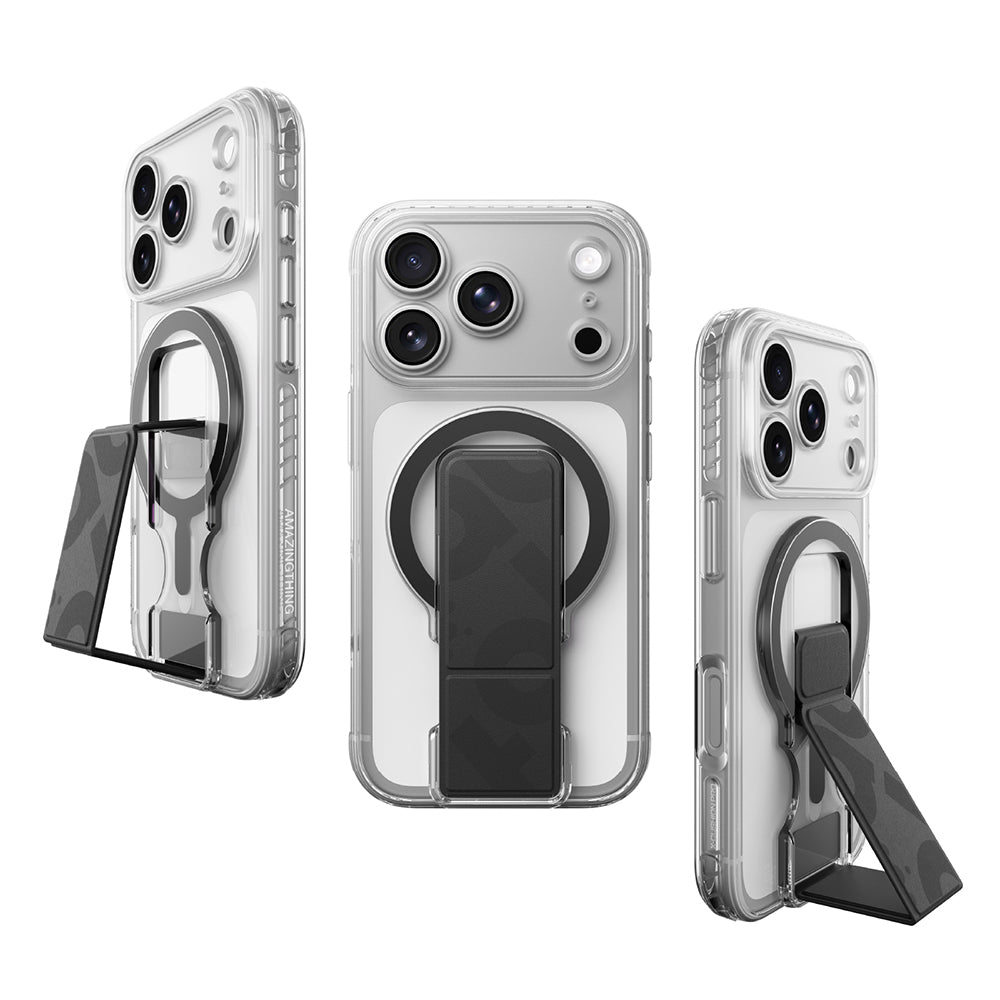 iPhone 18 Pro Kılıf M-safe Şarj Özellikli Standlı Amazingthing Titan Pro Grip Stand Serisi Kılıf