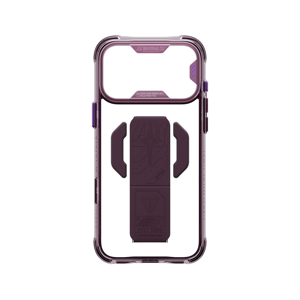 iPhone 18 Pro Kılıf M-safe Şarj Özellikli Teknoloji Desenli Skinarma Helio CE Mag Charge Standlı Kılıf