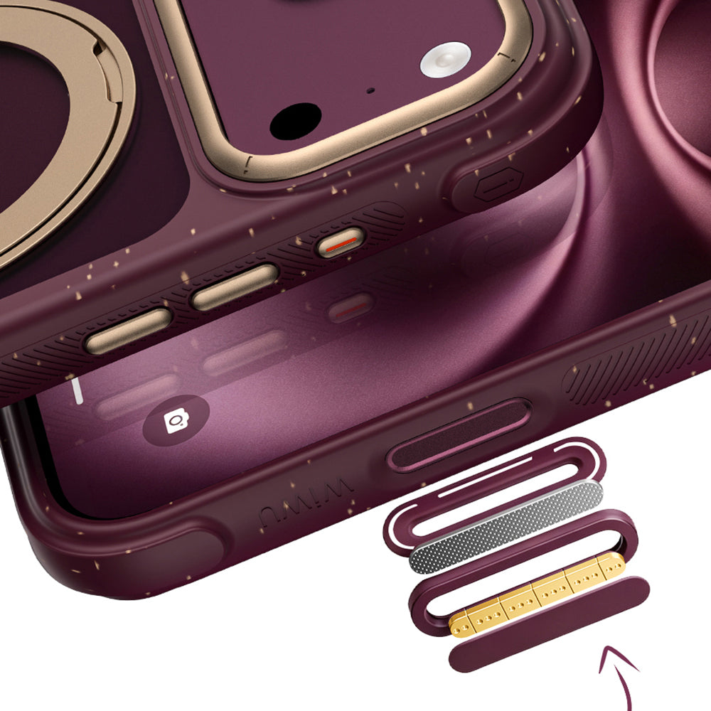 iPhone 18 Pro Kılıf M-safe Şarj Özellikli Wiwu AA-203 AeroArmor Ultra Serisi Airbag Tasarımlı Standlı Kılıf
