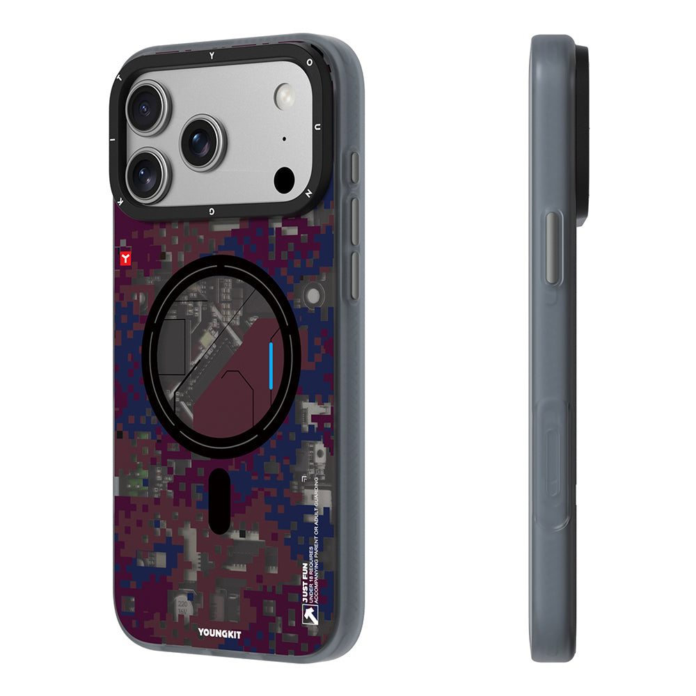 iPhone 18 Pro Kılıf M-Safe Şarj Özellikli Youngkit Camouflage Sykell Serisi Kılıf