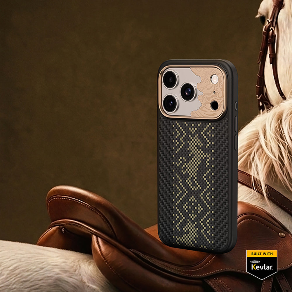 iPhone 18 Pro Kılıf M-safe Şarj Özellikli Yükseltilmiş Kamera Çerçeveli Karbon Fiber Tasarımlı Benks Knight ArmorPro Kevlar Kılıf