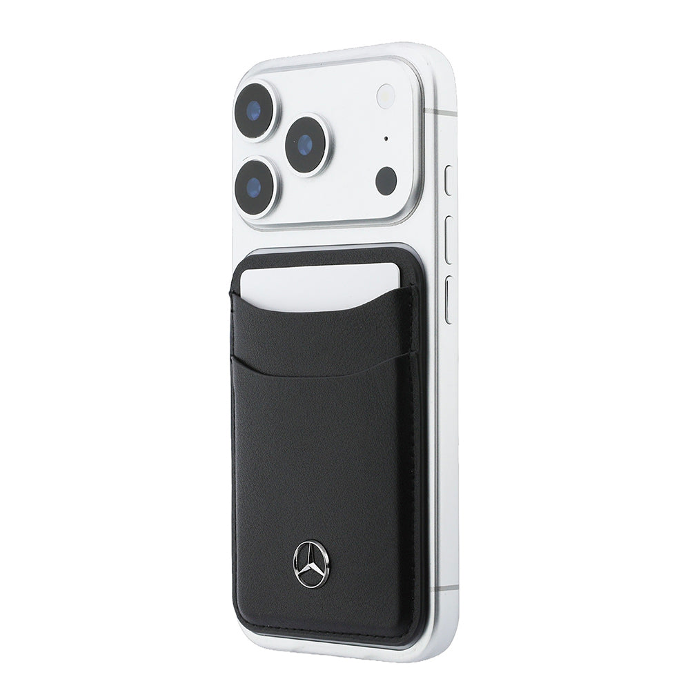 iPhone 18 Pro Kılıf Mercedes Benz Orijinal Lisanslı M-safe Şarj Özellikli PU Deri 3D Metal Logolu Kartlıklı Kılıf