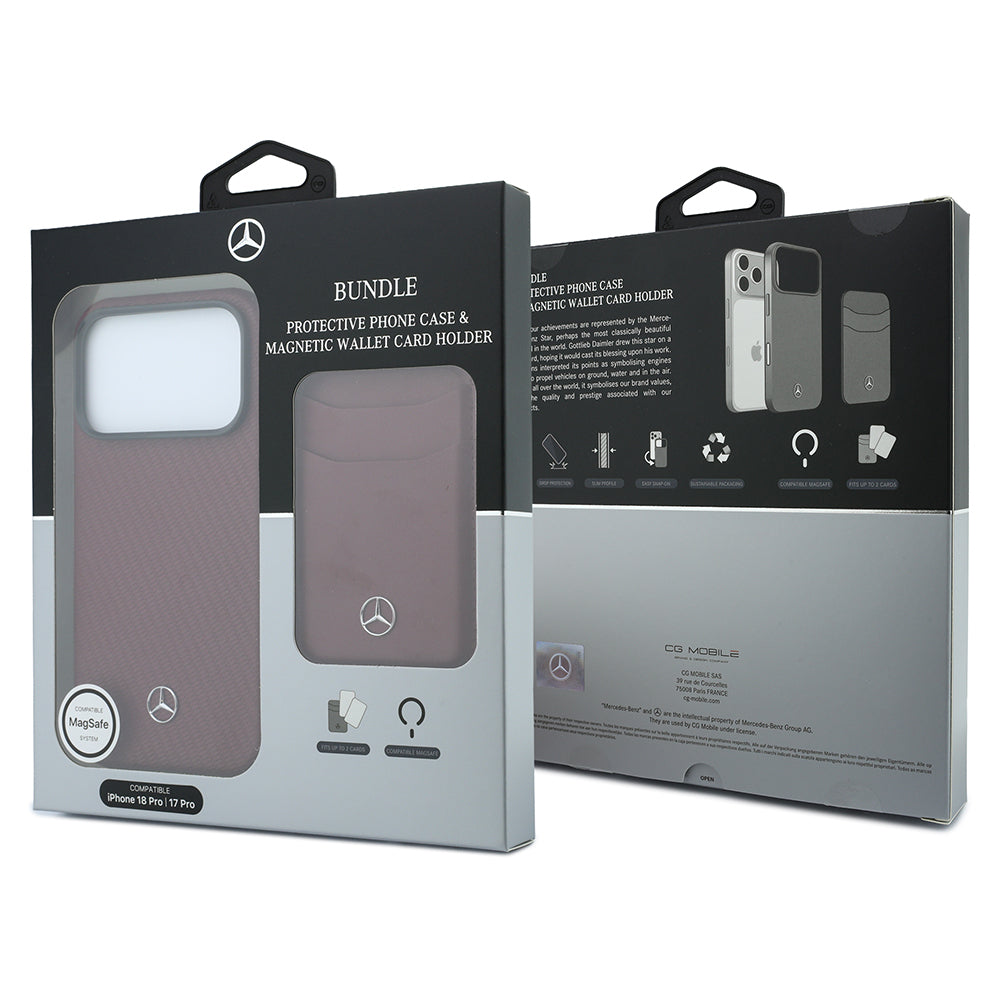 iPhone 18 Pro Kılıf Mercedes Benz Orijinal Lisanslı M-safe Şarj Özellikli PU Deri 3D Metal Logolu Kartlıklı Kılıf