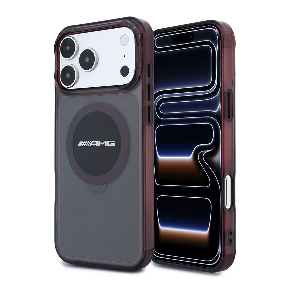 iPhone 18 Pro Max Kılıf AMG Orijinal Lisanslı M-safe Şarj Özellikli Transparan IML Baskı Logolu Bicolor Block Kılıf