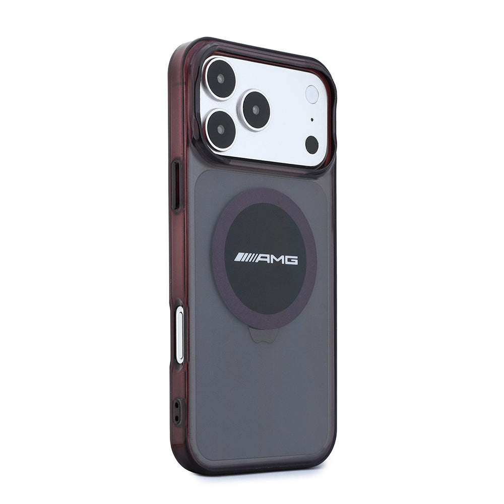 iPhone 18 Pro Max Kılıf AMG Orijinal Lisanslı M-safe Şarj Özellikli Transparan IML Baskı Logolu Bicolor Block Kılıf