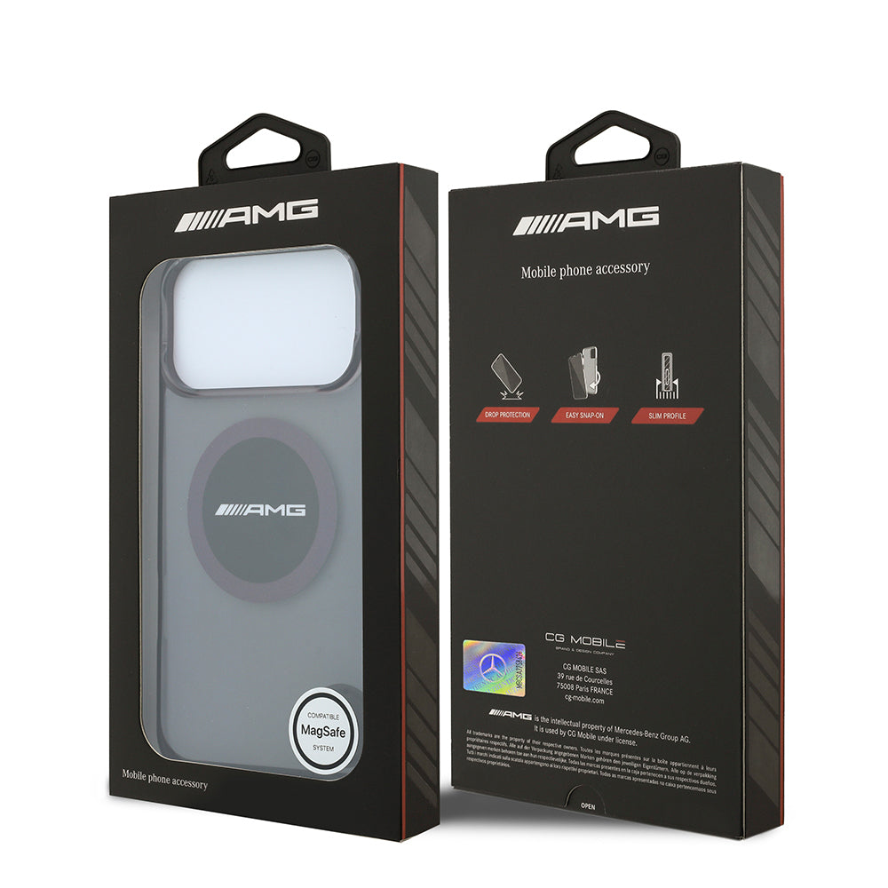 iPhone 18 Pro Max Kılıf AMG Orijinal Lisanslı M-safe Şarj Özellikli Transparan IML Baskı Logolu Bicolor Block Kılıf