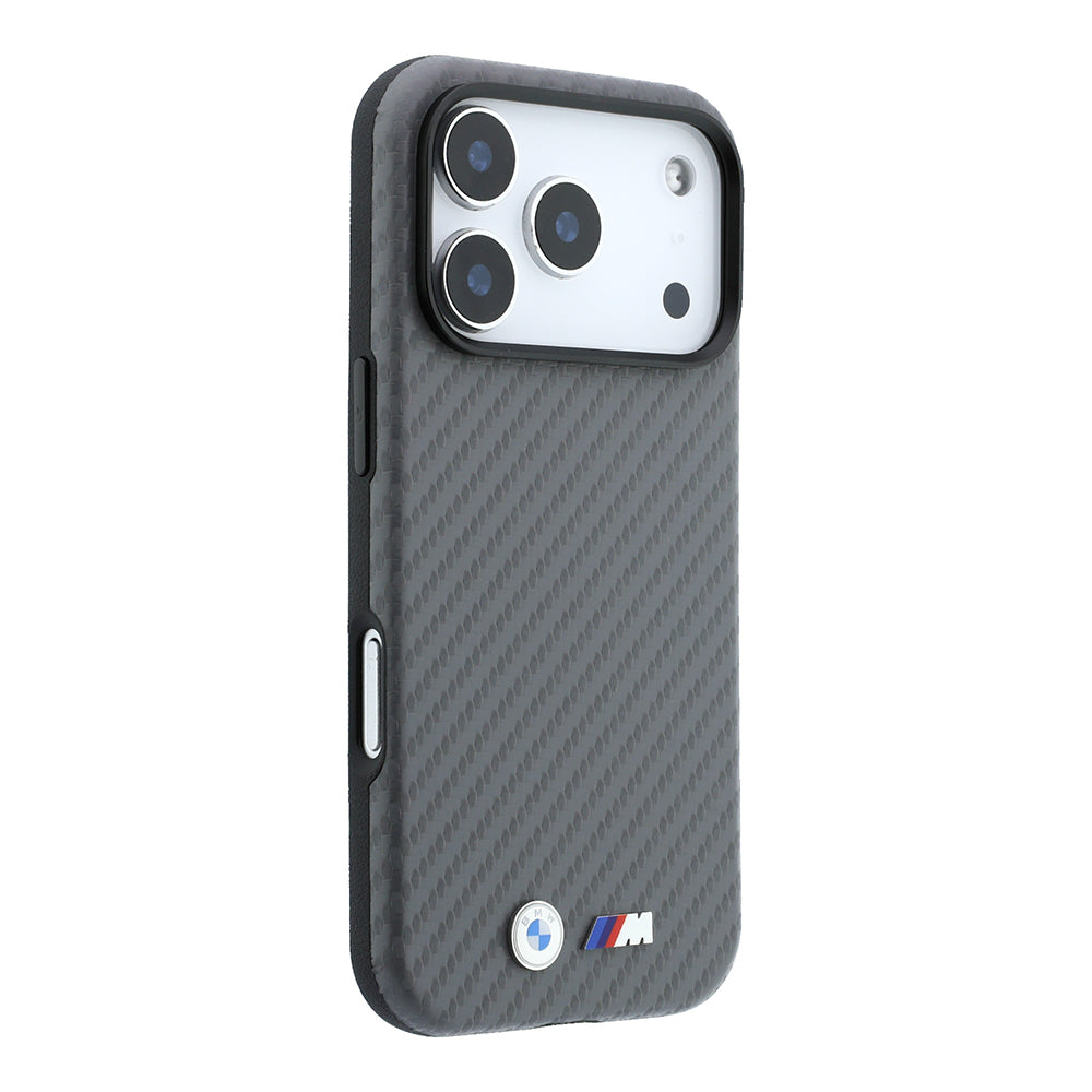 iPhone 18 Pro Max Kılıf BMW Orijinal Lisanslı M-safe Şarj Özellikli Karbon Fiber Tasarımlı ve Metal Logolu PU Deri Kılıf