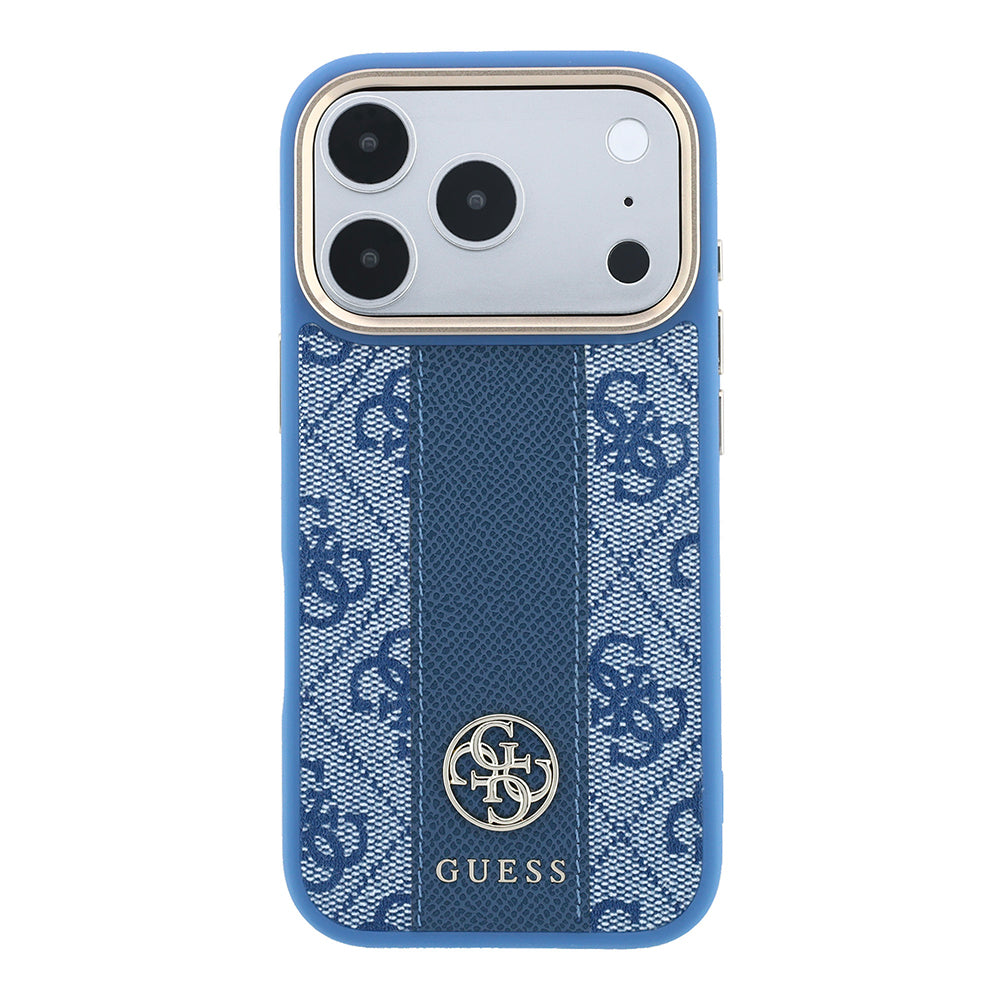 iPhone 18 Pro Max Kılıf Guess Orijinal Lisanslı M-safe Şarj Özellikli Deri 4G Desenli Şeritli Yazı Logolu Kılıf