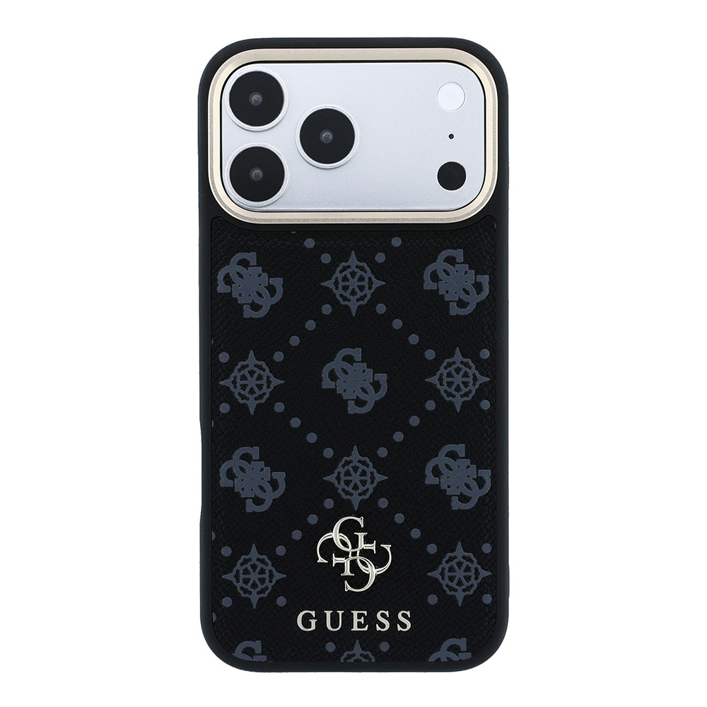 iPhone 18 Pro Max Kılıf Guess Orijinal Lisanslı M-safe Şarj Özellikli Klasik Yazı ve 4G Logolu PU Deri Peony Kılıf