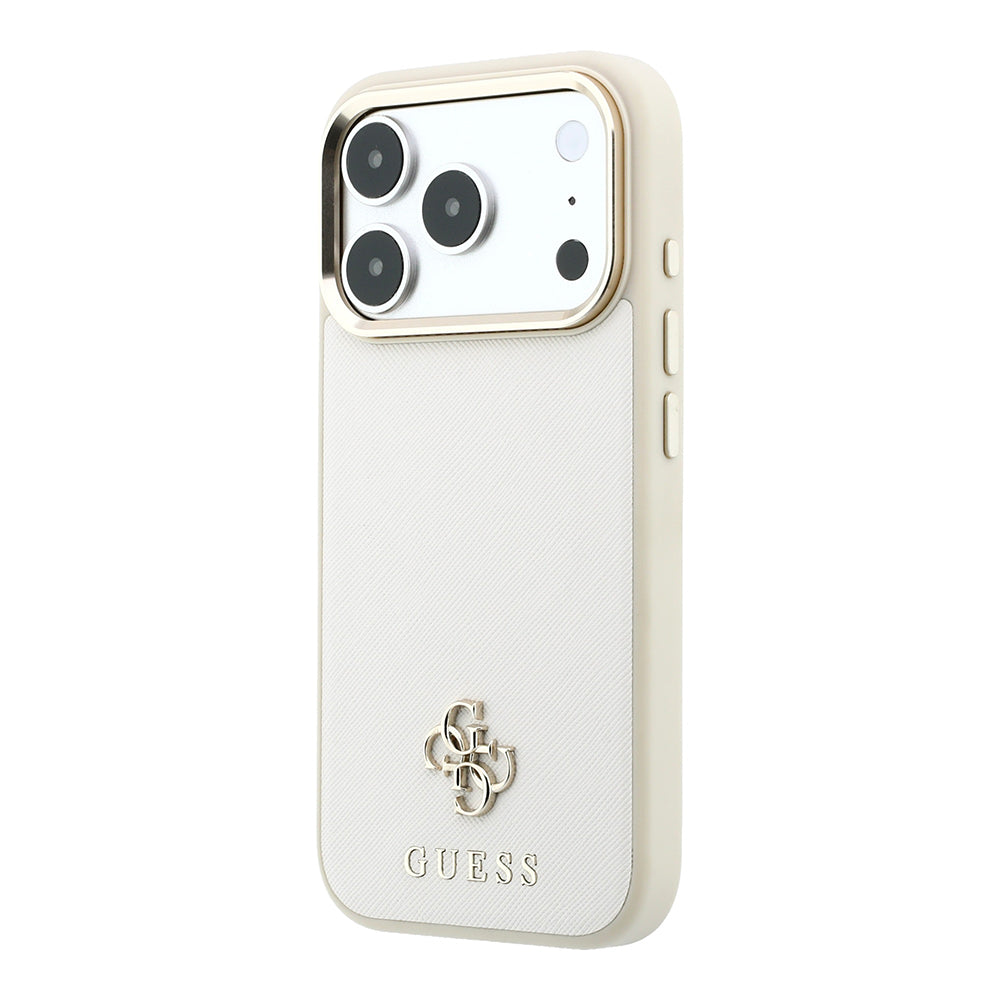 iPhone 18 Pro Max Kılıf Guess Orijinal Lisanslı M-safe Şarj Özellikli Klasik Yazı ve 4G Logolu PU Deri Saffiano Kılıf