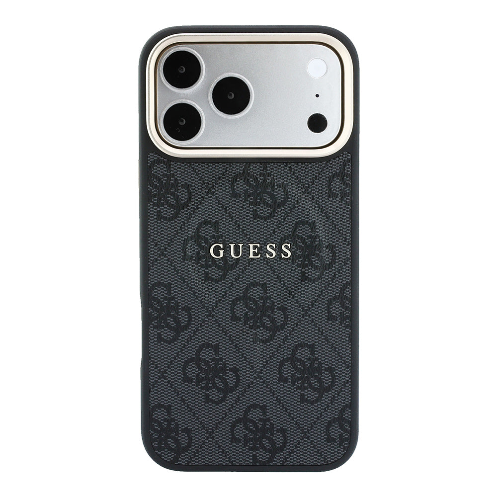 iPhone 18 Pro Max Kılıf Guess Orijinal Lisanslı M-safe Şarj Özellikli Metal Kamera Çerçeveli C-Magnet 4G Desenli Yazı Logolu Kılıf