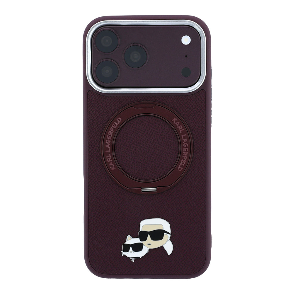 iPhone 18 Pro Max Kılıf Karl Lagerfeld Orijinal Lisanslı M-Safe Şarj Özellikli K&C Metal Logolu PU 360 Derece Dönebilen Standlı Kılıf