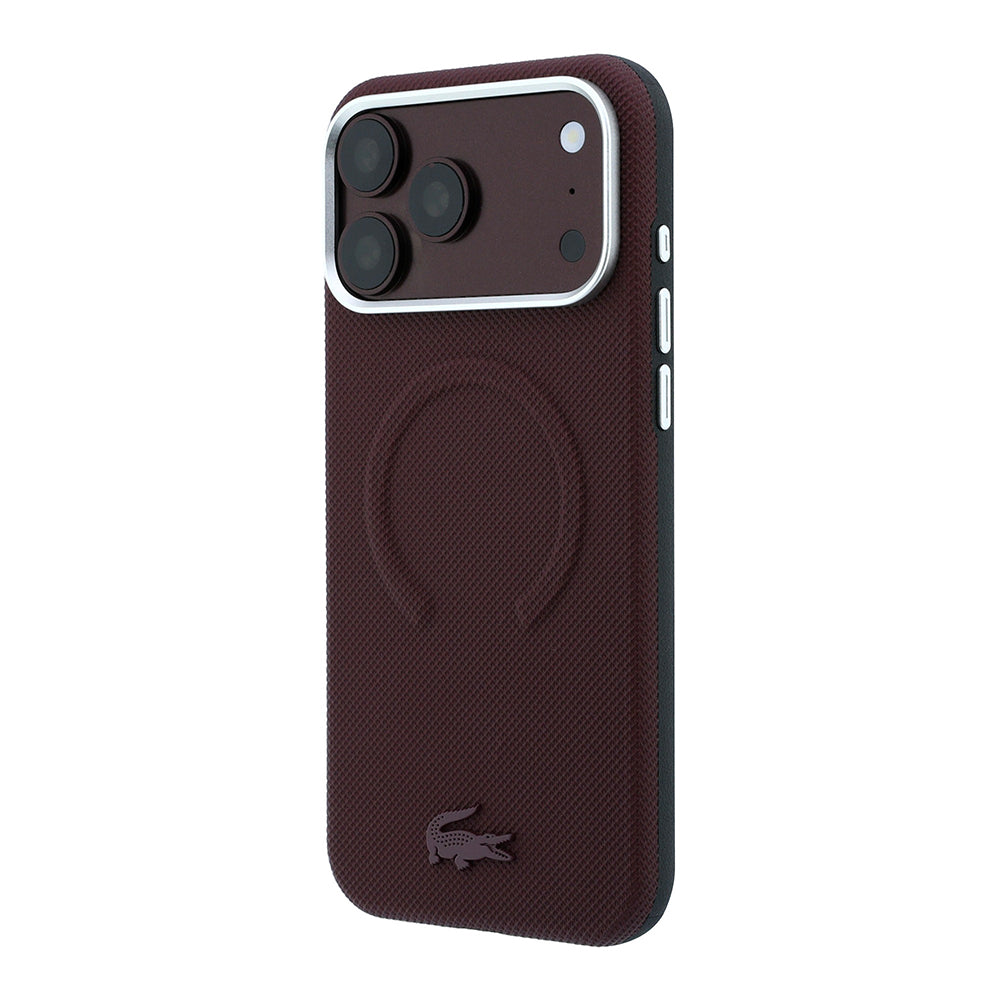 iPhone 18 Pro Max Kılıf Lacoste Orijinal Lisanslı M-safe Şarj Özellikli Halka Tasarımlı Petit Pike Metal Logolu Kılıf