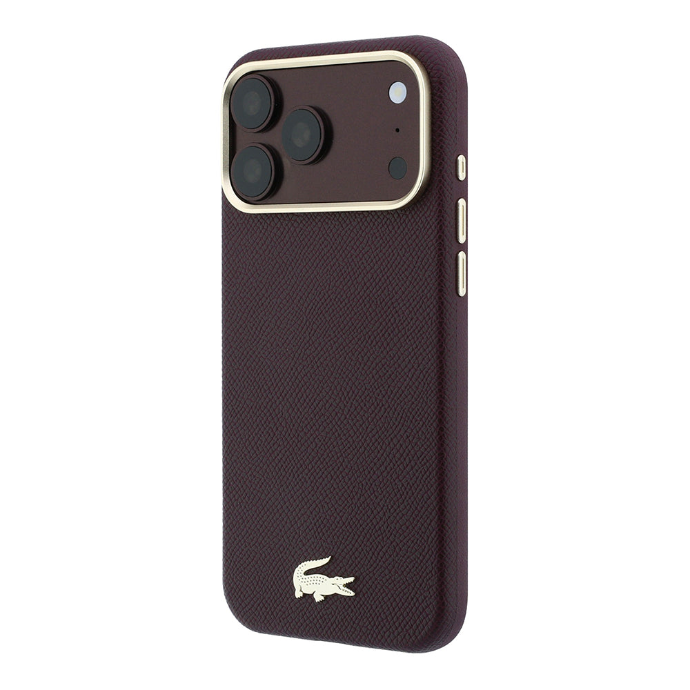 iPhone 18 Pro Max Kılıf Lacoste Orijinal Lisanslı M-Safe Şarj Özellikli PVC Yarı Pike Desenli Arka Yüzey İkonik Timsah Dokuma Logolu Kılıf