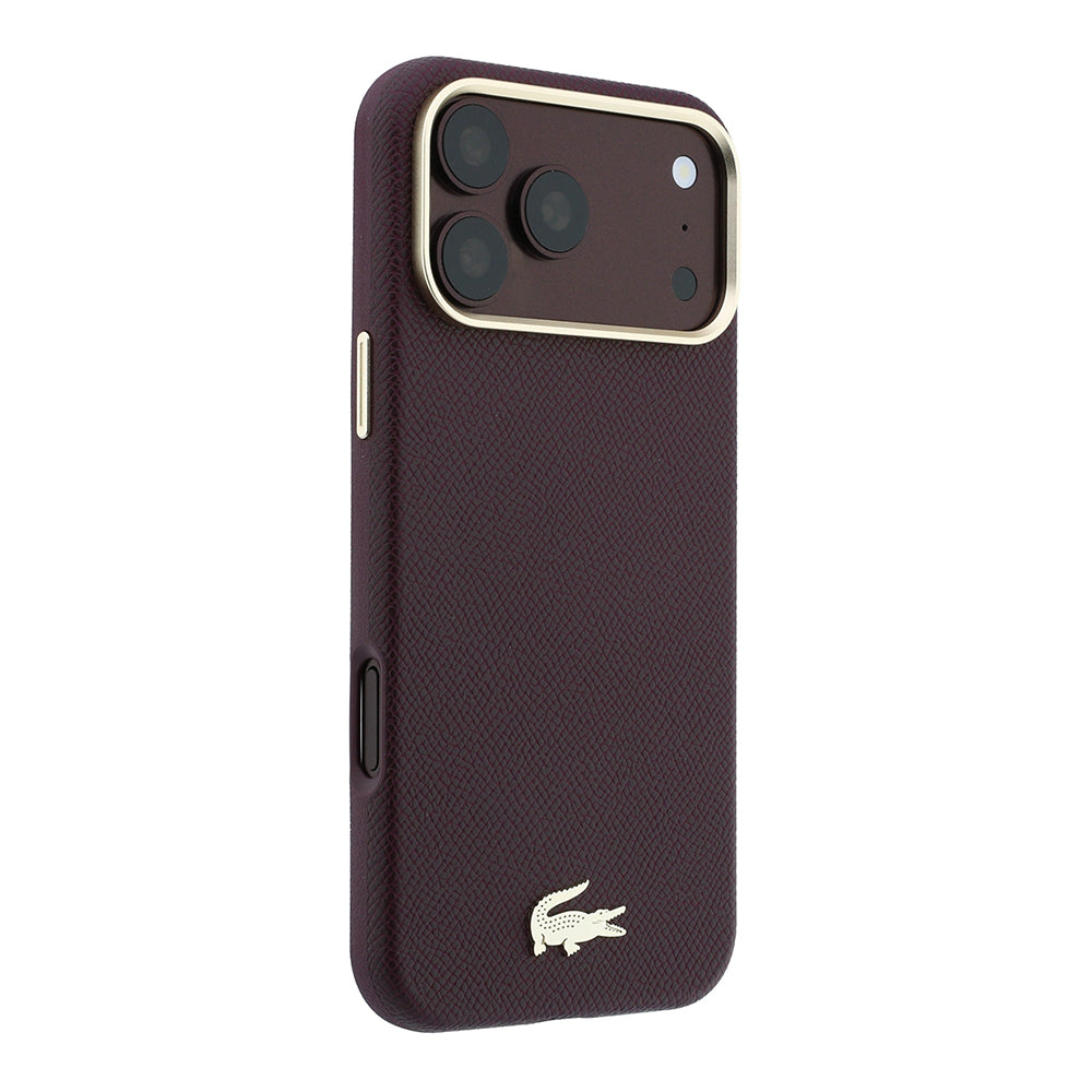 iPhone 18 Pro Max Kılıf Lacoste Orijinal Lisanslı M-Safe Şarj Özellikli PVC Yarı Pike Desenli Arka Yüzey İkonik Timsah Dokuma Logolu Kılıf