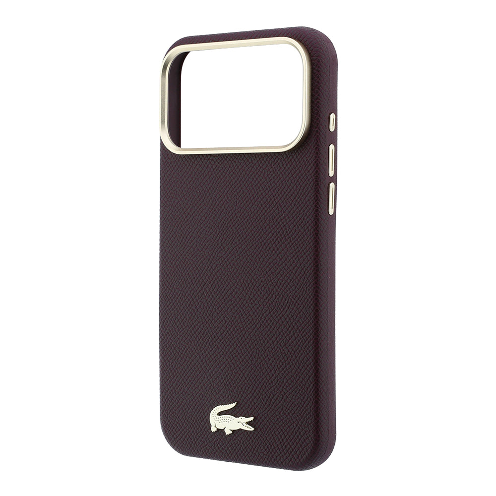 iPhone 18 Pro Max Kılıf Lacoste Orijinal Lisanslı M-Safe Şarj Özellikli PVC Yarı Pike Desenli Arka Yüzey İkonik Timsah Dokuma Logolu Kılıf