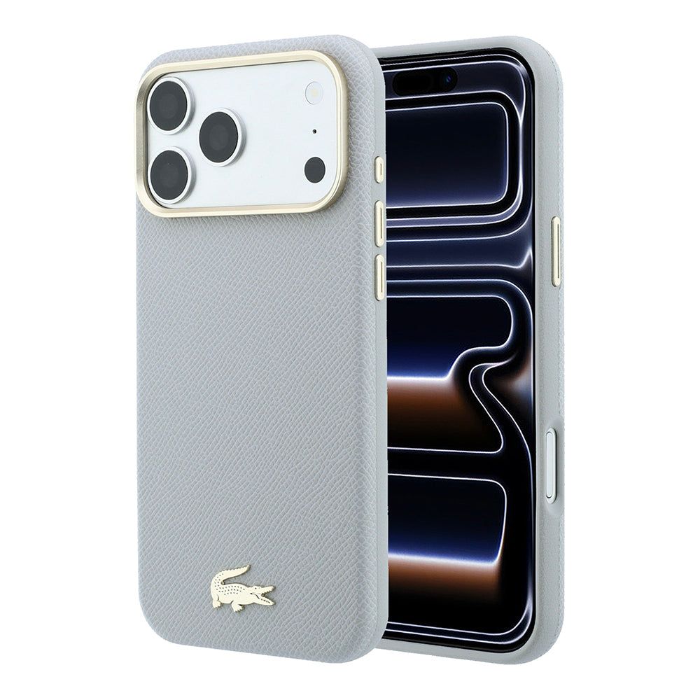 iPhone 18 Pro Max Kılıf Lacoste Orijinal Lisanslı M-Safe Şarj Özellikli PVC Yarı Pike Desenli Arka Yüzey İkonik Timsah Dokuma Logolu Kılıf