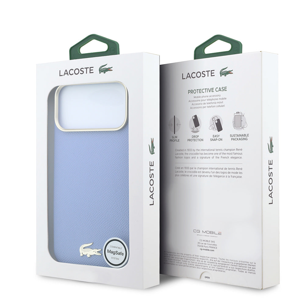 iPhone 18 Pro Max Kılıf Lacoste Orijinal Lisanslı M-Safe Şarj Özellikli PVC Yarı Pike Desenli Arka Yüzey İkonik Timsah Dokuma Logolu Kılıf