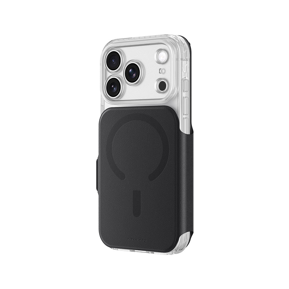 iPhone 18 Pro Max Kılıf M-safe Özellikli Amazingthing Titan Lens Flip Serisi Kartlıklı Kılıf
