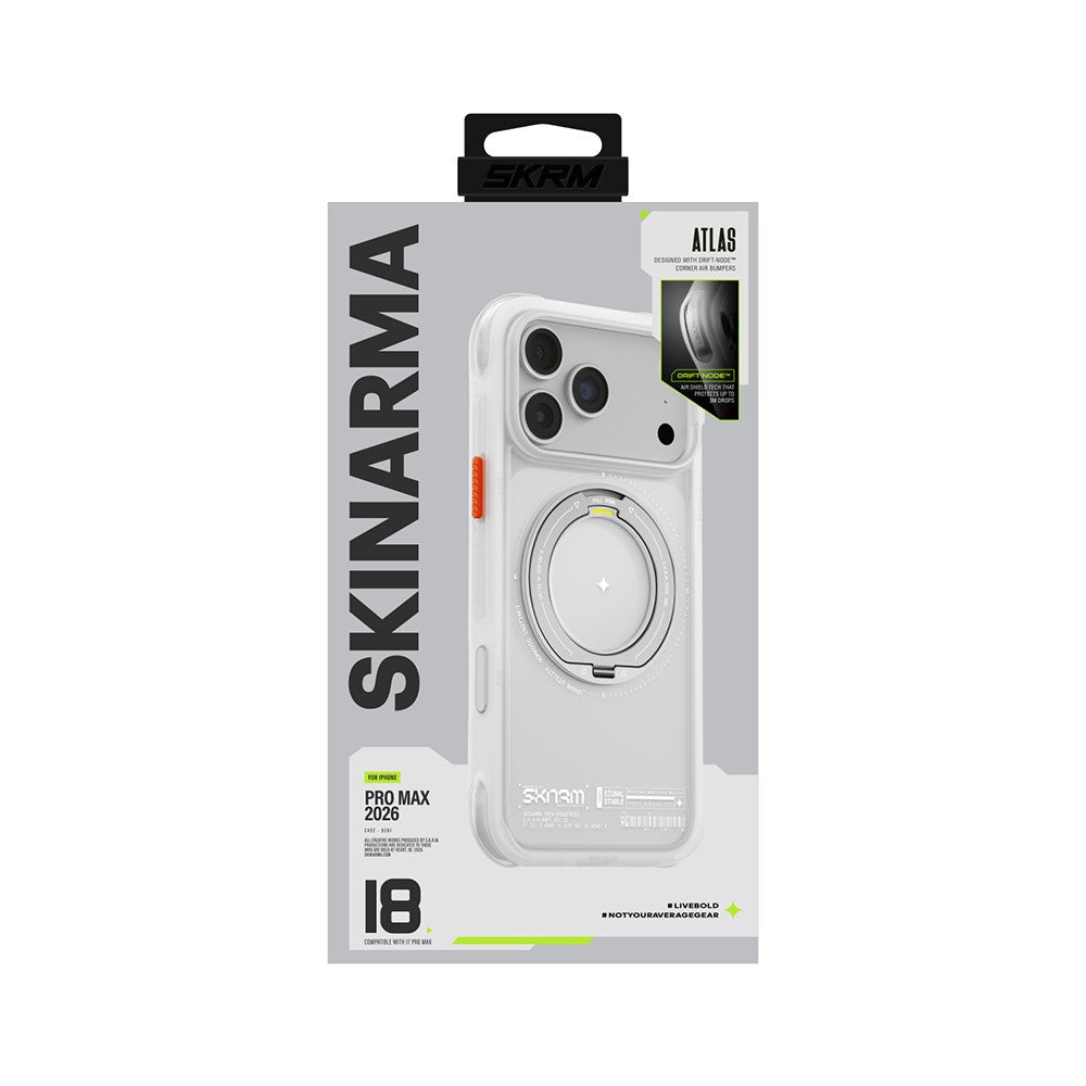 iPhone 18 Pro Max Kılıf M-Safe Şarj Özellikli Airbag Tasarımlı Standlı Skinarma Atlas Kılıf