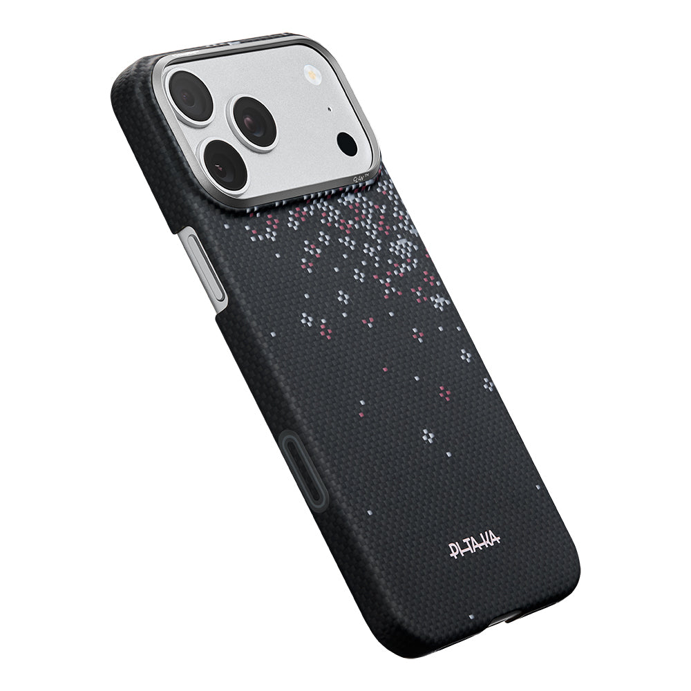 iPhone 18 Pro Max Kılıf M-safe Şarj Özellikli Aramid Karbon Fiber Pitaka Sakura Hours Serisi Kılıf