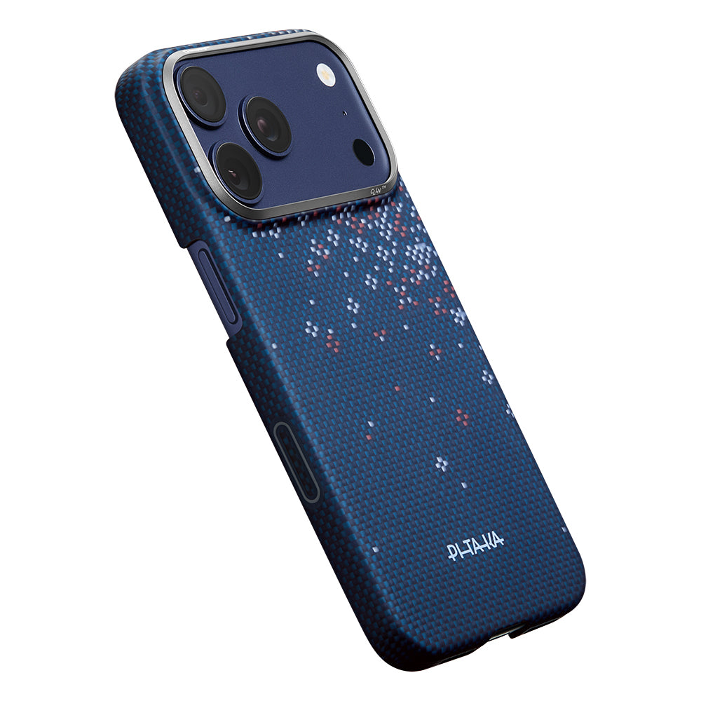 iPhone 18 Pro Max Kılıf M-safe Şarj Özellikli Aramid Karbon Fiber Pitaka Sakura Hours Serisi Kılıf