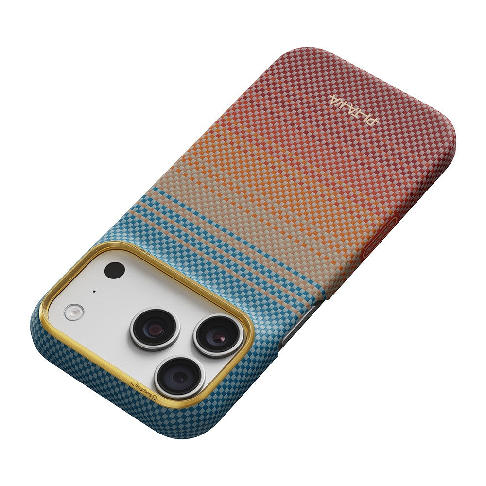 iPhone 18 Pro Max Kılıf M-safe Şarj Özellikli Aramid Fiber Pitaka Sunset 2.0 California Dream Serisi
