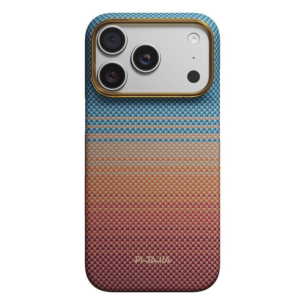 iPhone 18 Pro Max Kılıf M-safe Şarj Özellikli Aramid Fiber Pitaka Sunset 2.0 California Dream Serisi