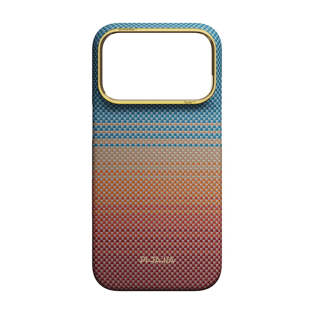 iPhone 18 Pro Max Kılıf M-safe Şarj Özellikli Aramid Fiber Pitaka Sunset 2.0 California Dream Serisi