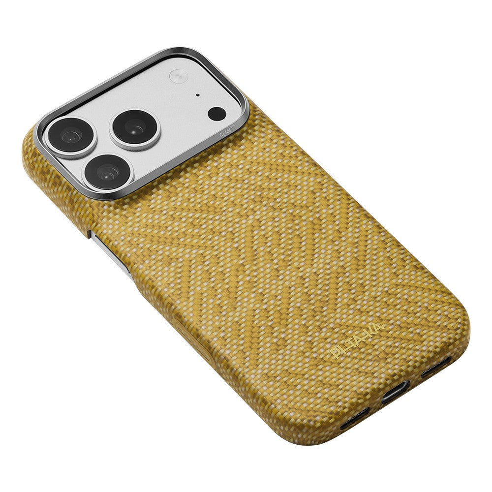 iPhone 18 Pro Max Kılıf M-safe Şarj Özellikli Aramid Karbon Fiber Pitaka Wind Over Wheat Serisi Kılıf