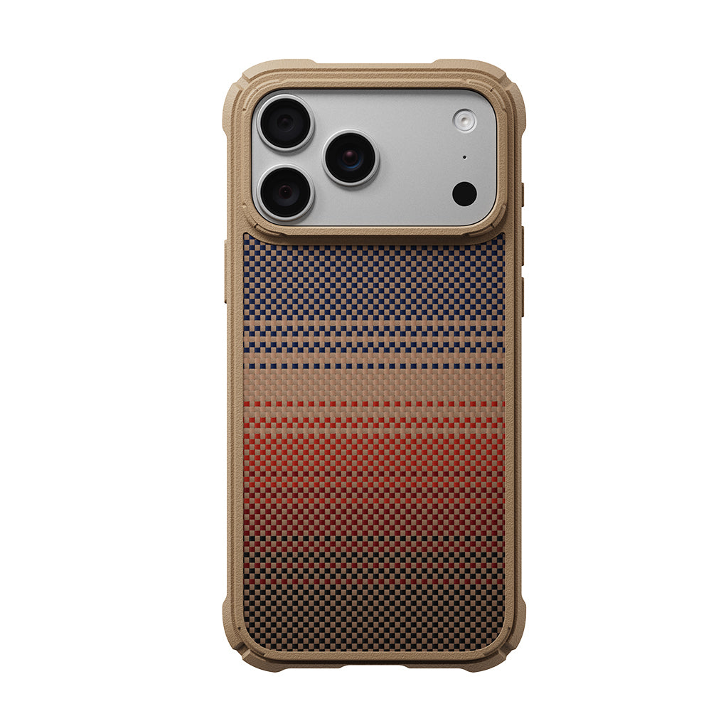 iPhone 18 Pro Max Kılıf M-safe Şarj Özellikli Pitaka Tactile Woven Sunset-Moonrise Aramid Serisi Cairn Kılıf