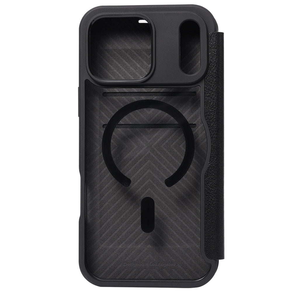 iPhone 18 Pro Max Kılıf M-safe Şarj Özellikli Vegan Deri Tasarımlı Şeffaf Arka Yüzey Kartlıklı Raptic Urban Folio Serisi Kılıf