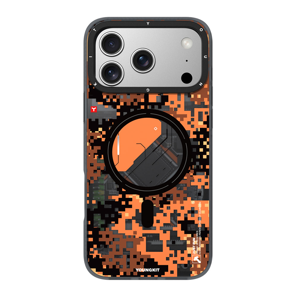iPhone 18 Pro Max Kılıf M-Safe Şarj Özellikli Youngkit Camouflage Sykell Serisi Kılıf