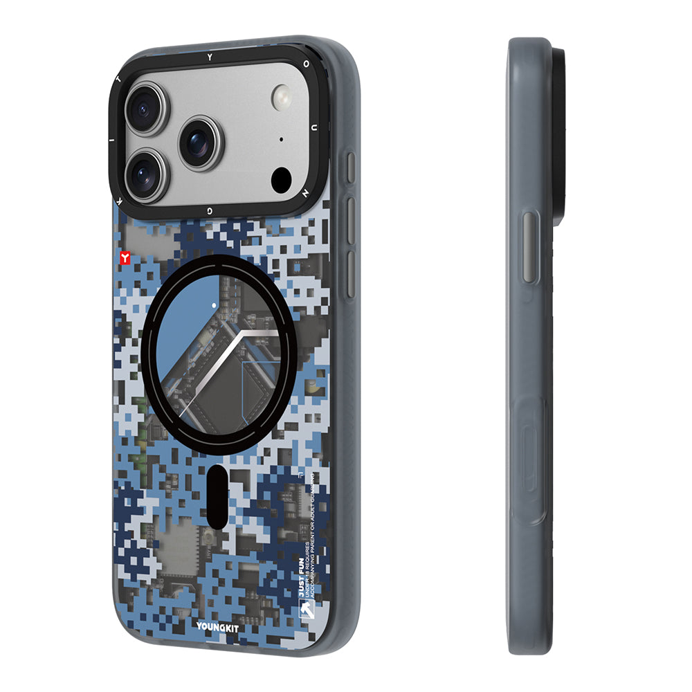 iPhone 18 Pro Max Kılıf M-Safe Şarj Özellikli Youngkit Camouflage Sykell Serisi Kılıf