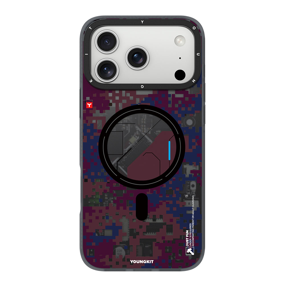iPhone 18 Pro Max Kılıf M-Safe Şarj Özellikli Youngkit Camouflage Sykell Serisi Kılıf