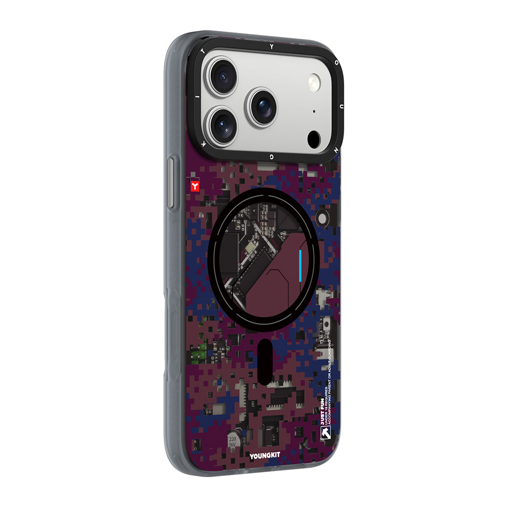 iPhone 18 Pro Max Kılıf M-Safe Şarj Özellikli Youngkit Camouflage Sykell Serisi Kılıf