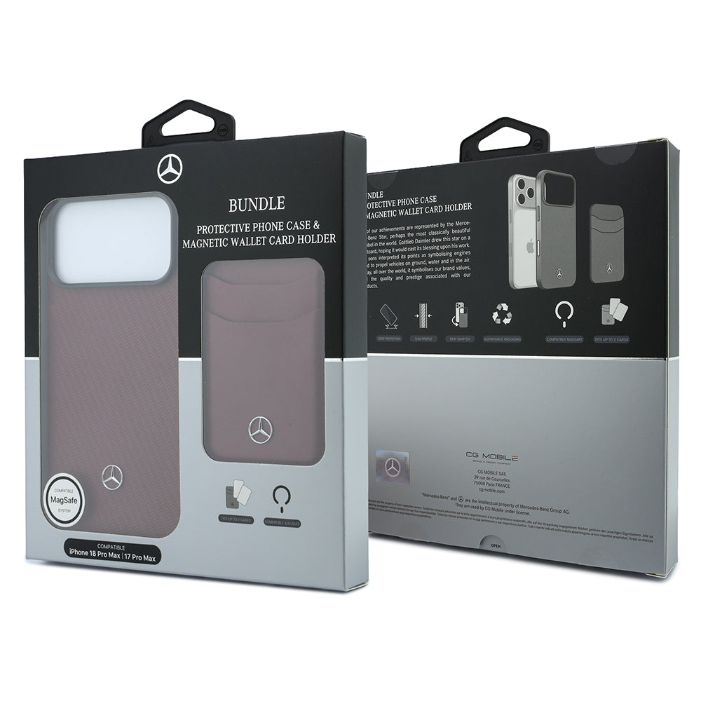 iPhone 18 Pro Max Kılıf Mercedes Benz Orijinal Lisanslı M-safe Şarj Özellikli PU Deri 3D Metal Logolu Kartlıklı Kılıf