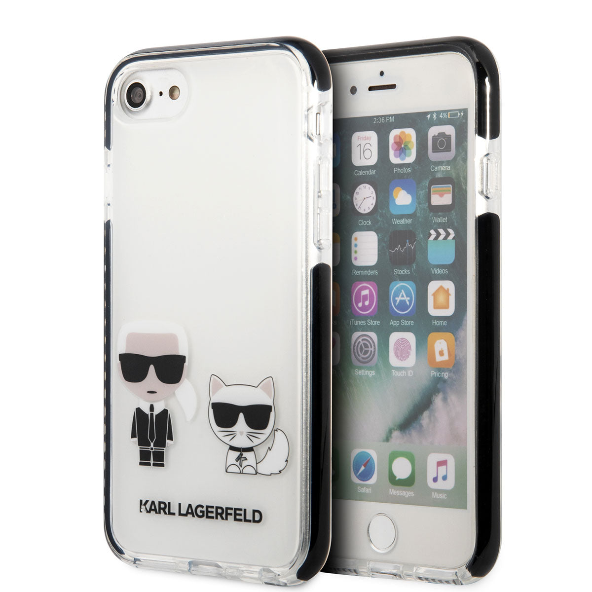 iPhone 7 Kılıf Karl Lagerfeld Kenarları Siyah Silikon K&C Dizayn Kılıf