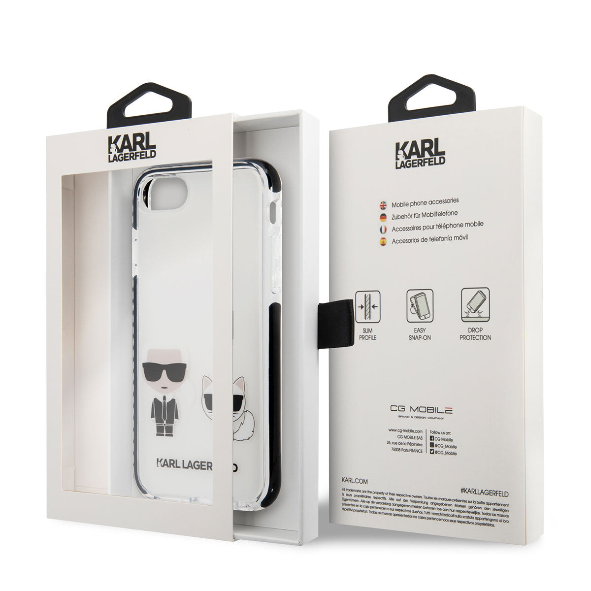 iPhone 7 Kılıf Karl Lagerfeld Kenarları Siyah Silikon K&C Dizayn Kılıf