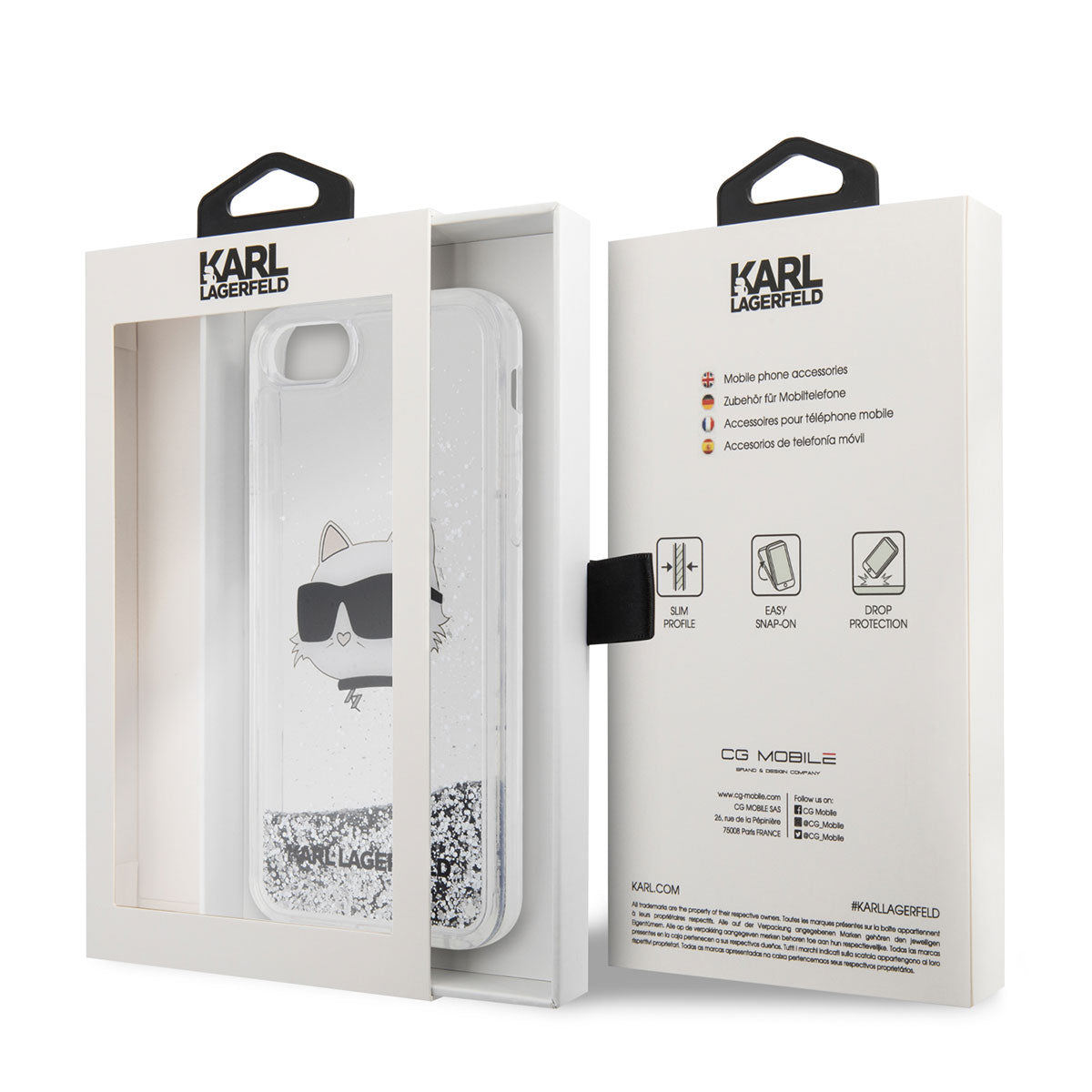 iPhone 7 Kılıf Karl Lagerfeld Sıvılı Simli Choupette Head Dizayn Kılıf