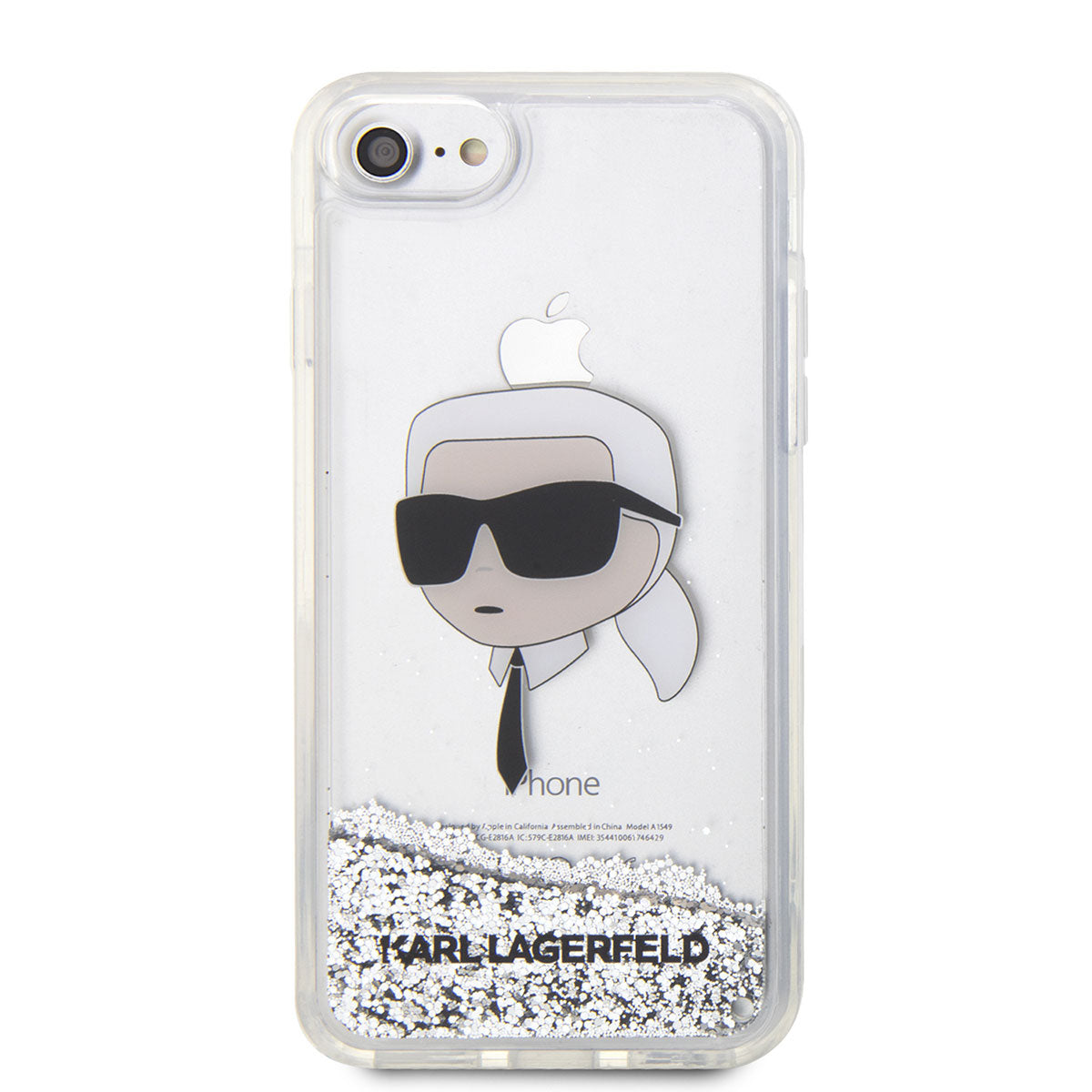 iPhone 7 Kılıf Karl Lagerfeld Sıvılı Simli Karl Head Dizayn Kılıf