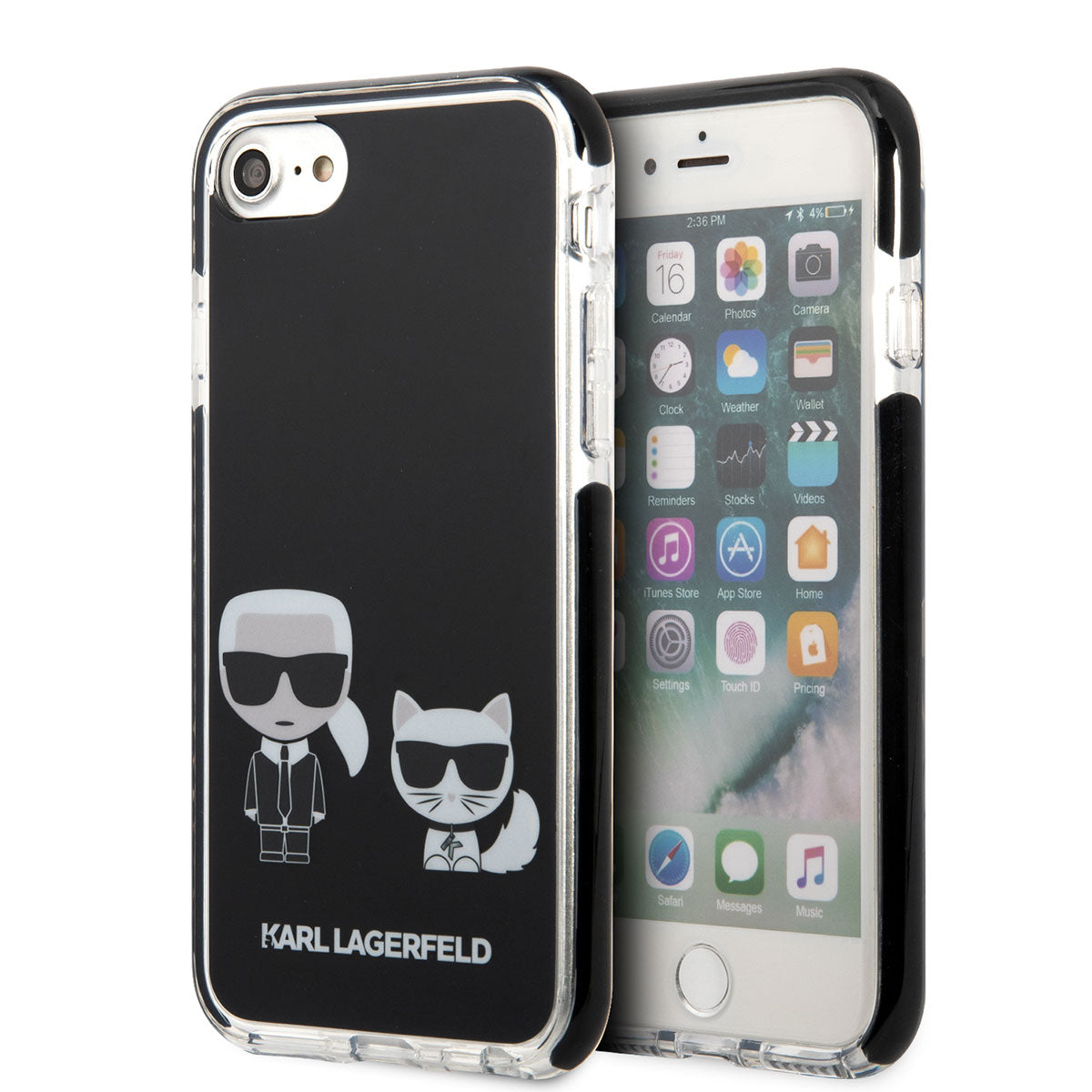 iPhone 8 Kılıf Karl Lagerfeld Kenarları Siyah Silikon K&C Dizayn Kılıf