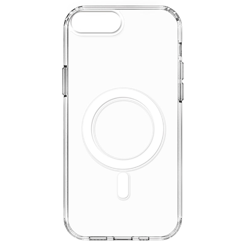 iPhone 8 Plus Kılıf M-safe Şarj Özellikli Şeffaf Sert PC Zore Embos Kılıf