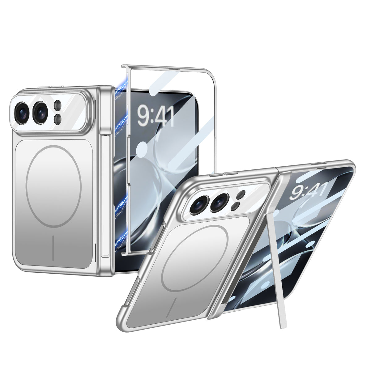 iPhone Duo Kılıf M-safe Şarj Özellikli Zore Kıpta KPT-18 Dikey Standlı Kılıf