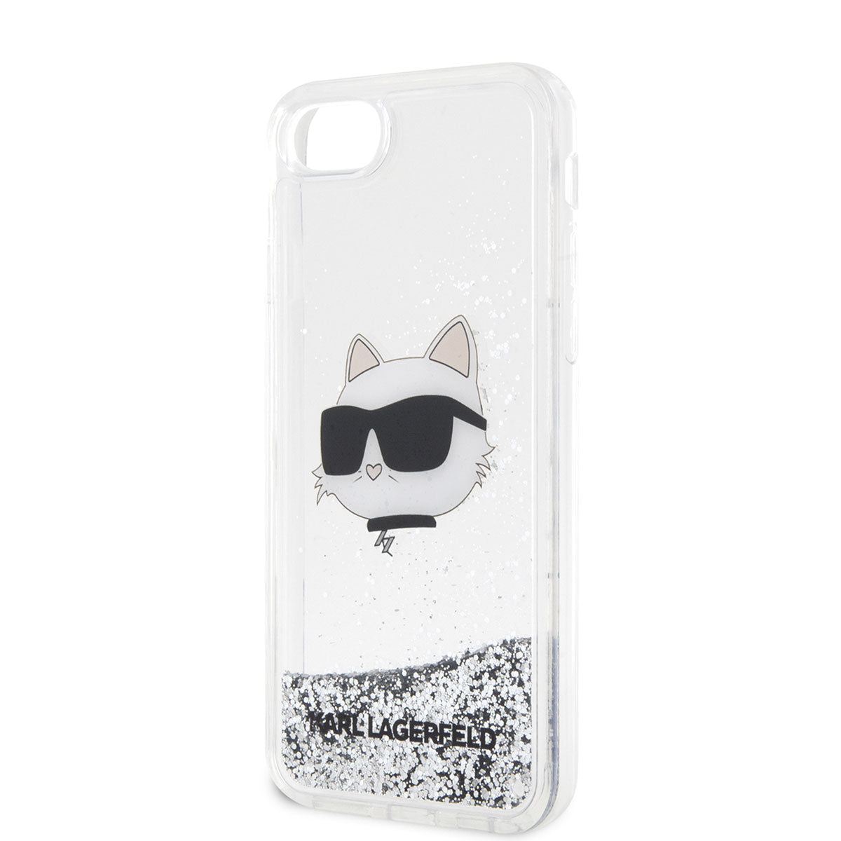 iPhone SE 2020 Kılıf Karl Lagerfeld Sıvılı Simli Choupette Head Dizayn Kılıf
