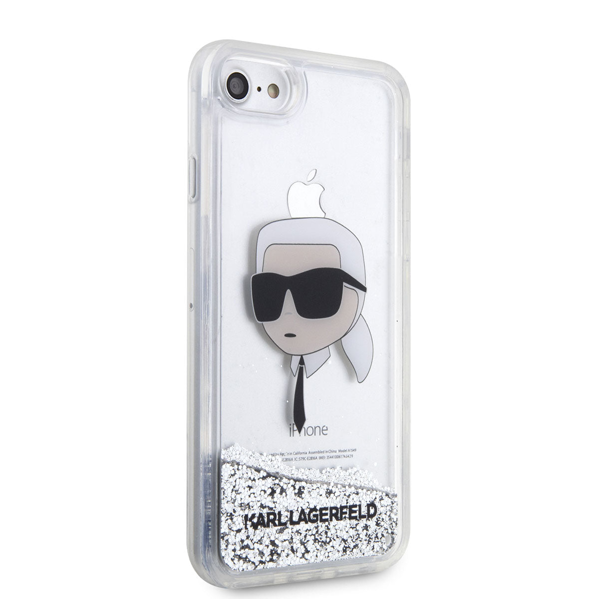 iPhone SE 2020 Kılıf Karl Lagerfeld Sıvılı Simli Karl Head Dizayn Kılıf