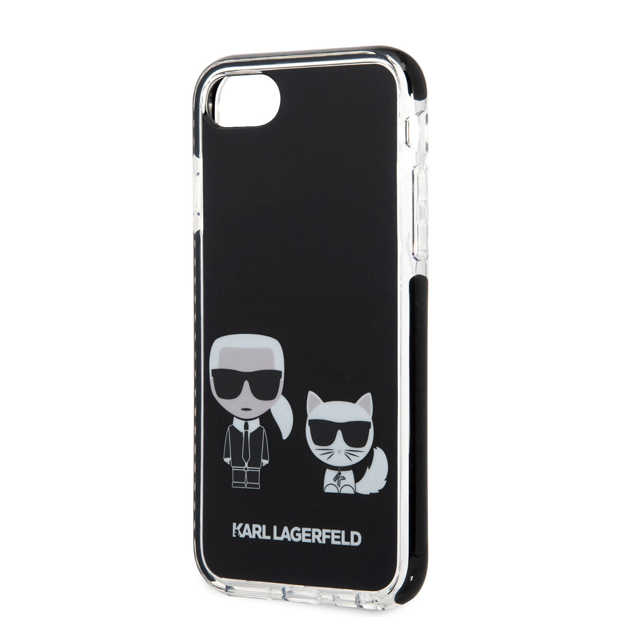iPhone SE 2022 Kılıf Karl Lagerfeld Kenarları Siyah Silikon K&C Dizayn Kılıf