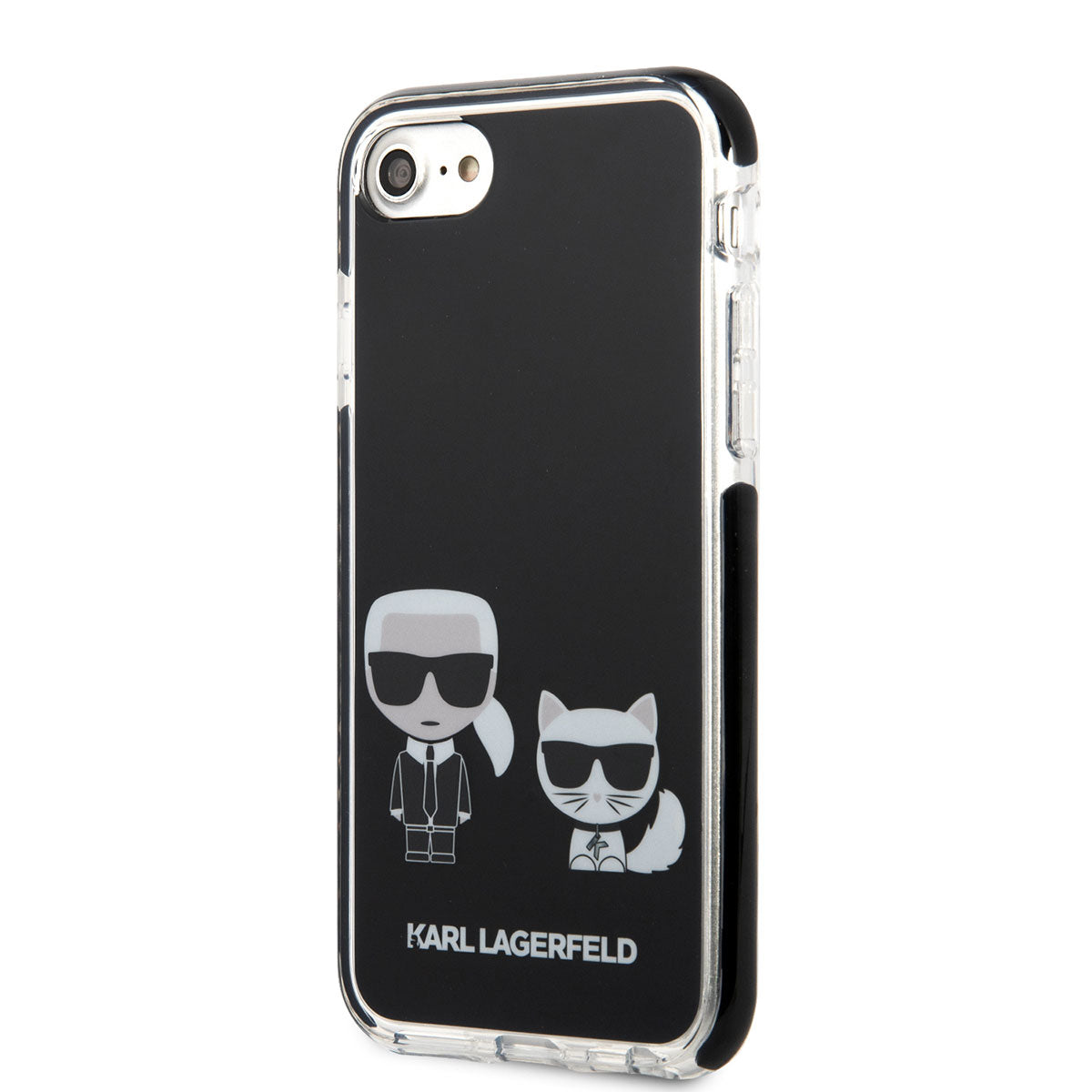 iPhone SE 2022 Kılıf Karl Lagerfeld Kenarları Siyah Silikon K&C Dizayn Kılıf