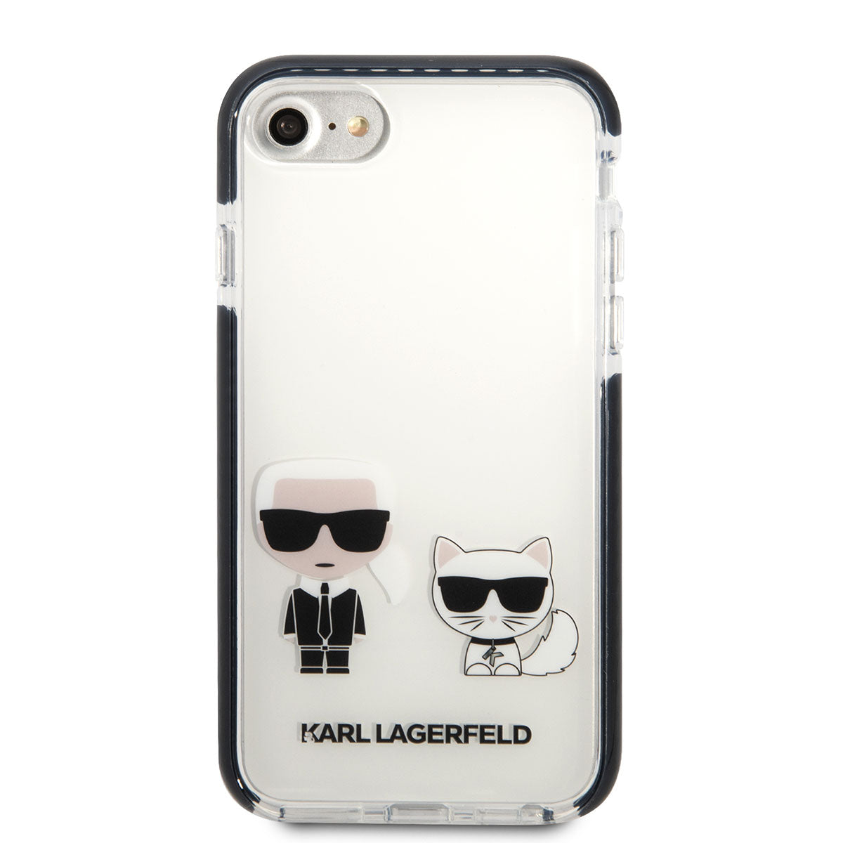 iPhone SE 2022 Kılıf Karl Lagerfeld Kenarları Siyah Silikon K&C Dizayn Kılıf