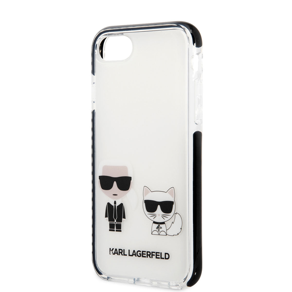 iPhone SE 2022 Kılıf Karl Lagerfeld Kenarları Siyah Silikon K&C Dizayn Kılıf